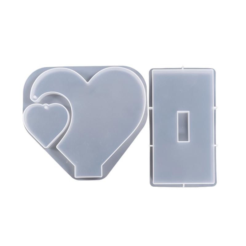 Photo Frame Silicone Mold with Base Semi-stereoscopic Love Splicing Epoxy Resin Casting Pendant Mold Suitable for Crafts