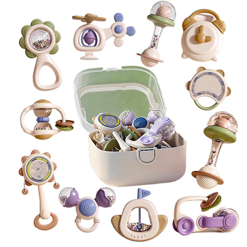 

non-toxic Baby Teething Toys 10Pc Hand-Held Toys Set Particle Feel Food-Grade Silicone Material Sensory Development Tray Toy Baby Gifts