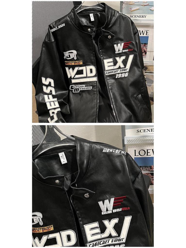 Men's Retro Motorcycle PU Leather Jacket - Spring/Autumn Aviator Racing Style