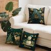 4pcs Set Christmas Pillow Cover Green Christmas Themed Pillowcase 17.7 Inches * 17.7 Inches Single-sided Printed Christmas Decoration Sofa Lumbar Supp