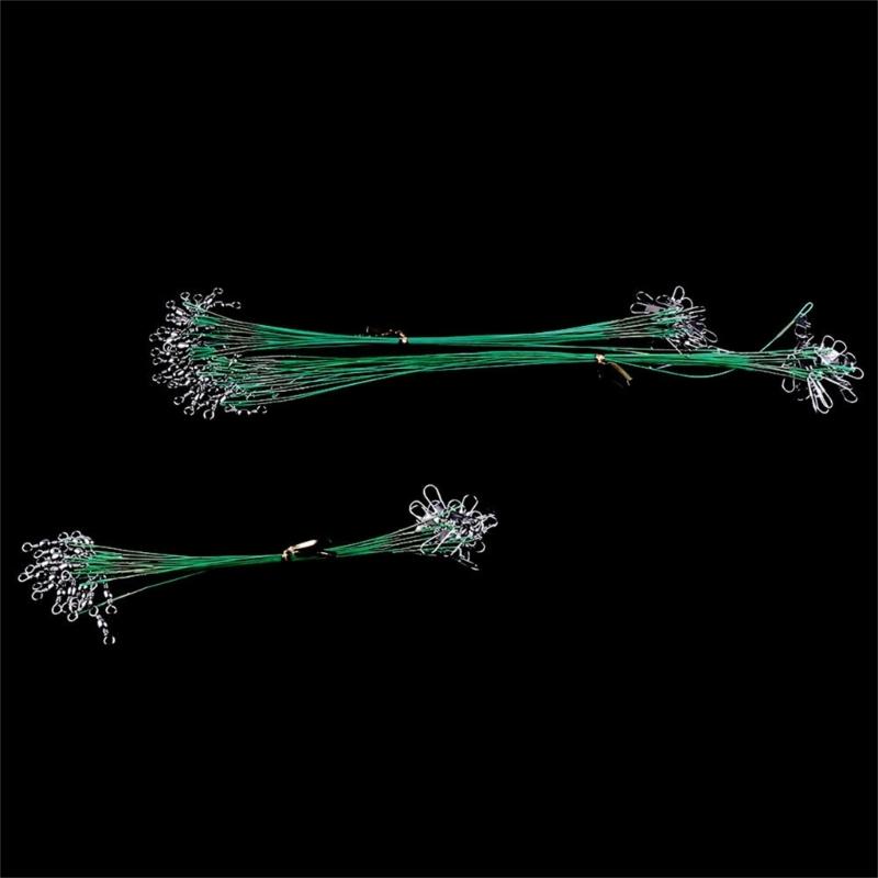 50 szt. Przypony z drutu wędkarskiego ze krętlikami i agrafkami, Przypony z drutu wędkarskiego ze stali nierdzewnej, Złącza agrafkowe