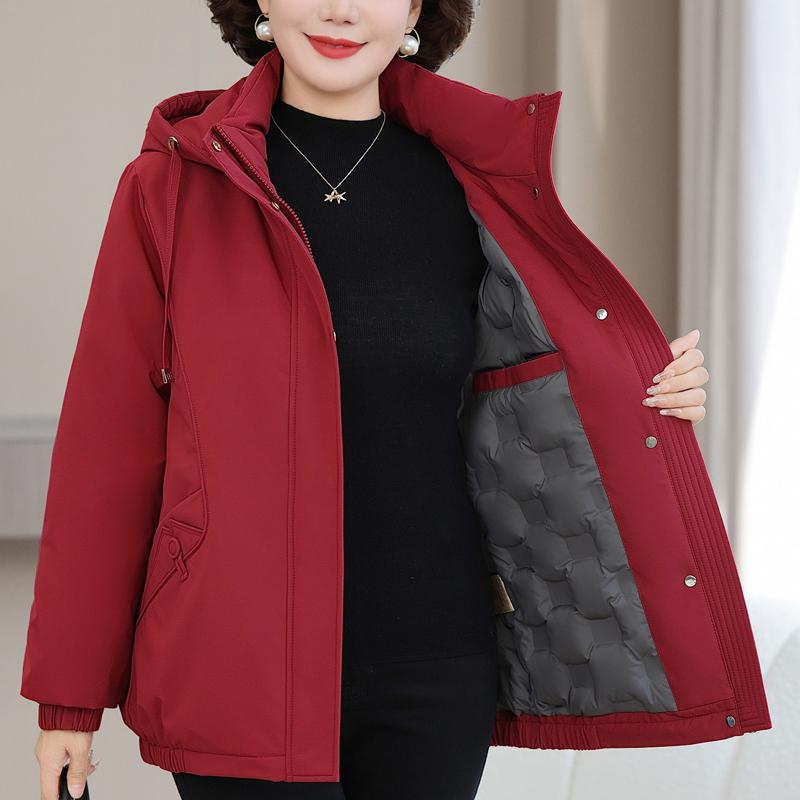 Plus Size XL-6XL Middle Age Women's Down Jackets Winter Parkas Hooded Elegant Loose Thick Warm Down Coats Woman Outerwears