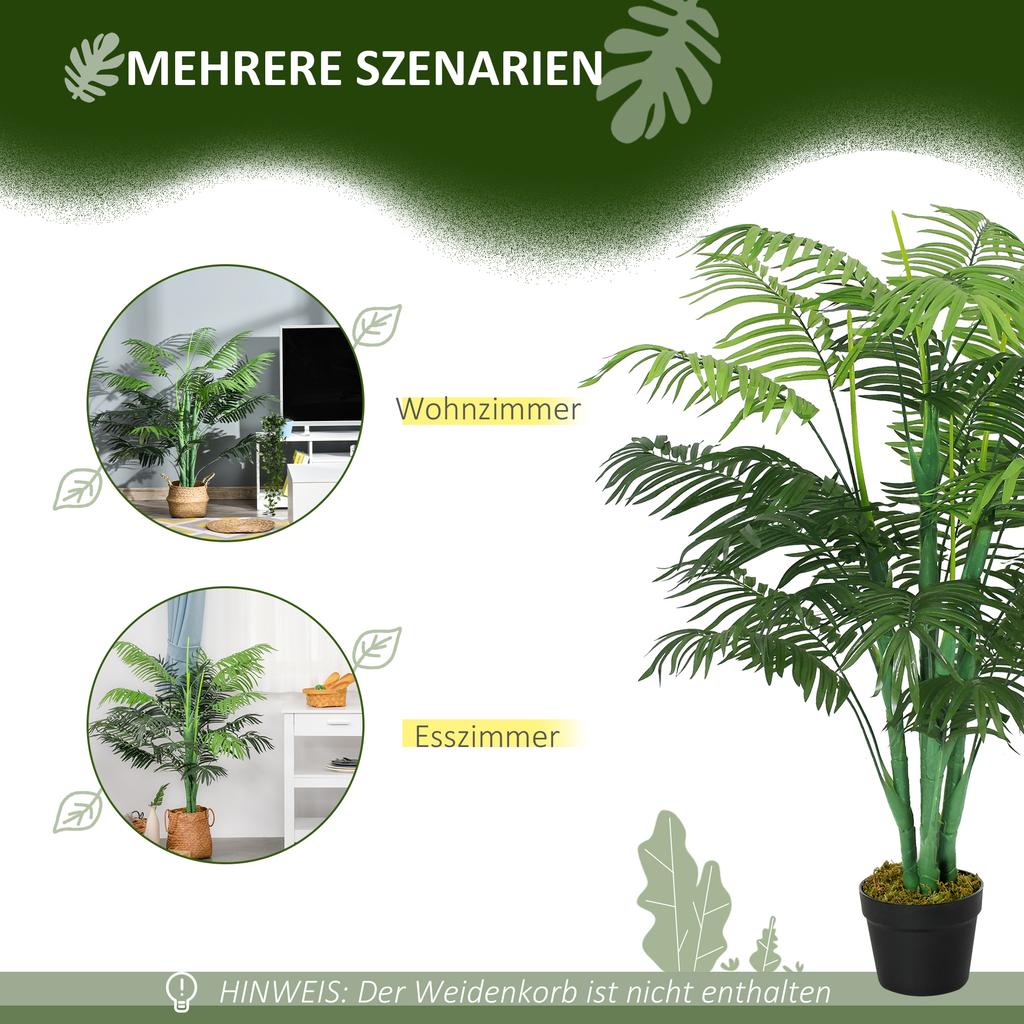 Artificial Palm Tree 125cm Large Artificial Plant with 18 Palm Fronds In Pot for Living Room Balcony