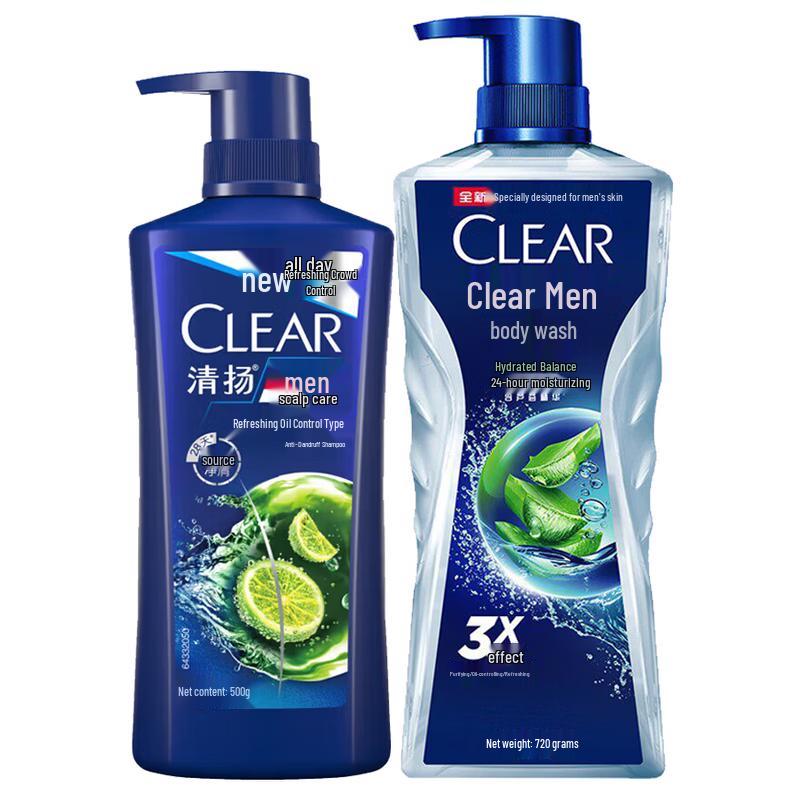 Clear Men Refreshing Anti-Dandruff Shampoo and Deep Clean Body Wash Set