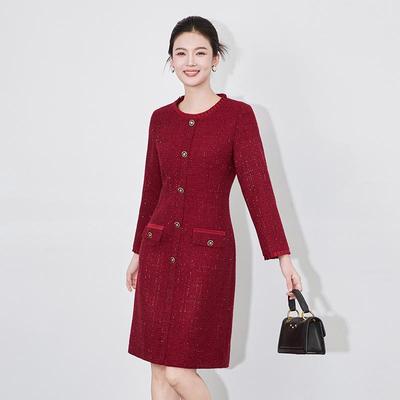Nanyou Exquisites Tweedkleid mit Spitze – Herbst/Winter