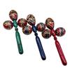 Wooden Maraca Hand Drawn Colored Sand Hammer Accompaniment Sound Healing Maracas Musical Party Percussion Instrument for Adults