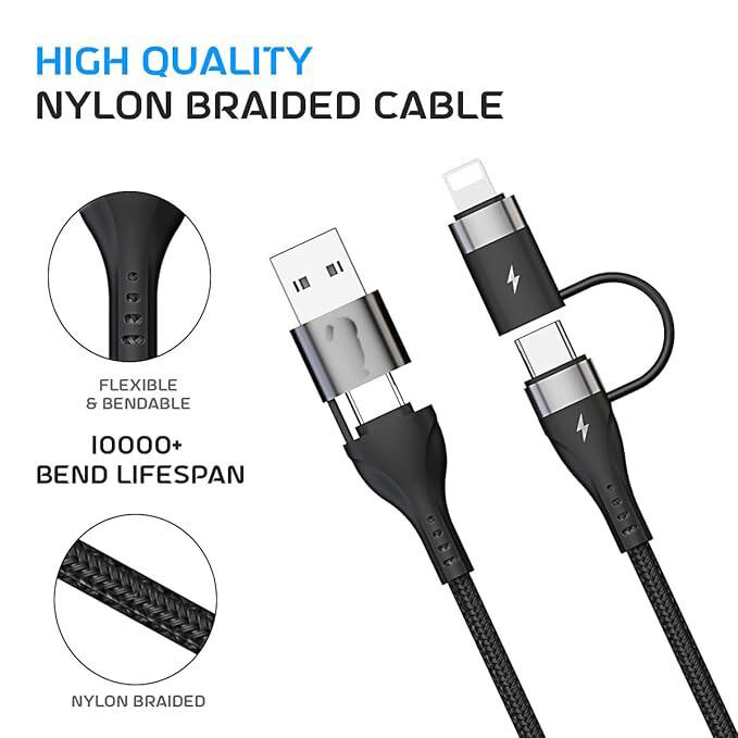 Kabel USB pro rychlé nabíjení 4 v 1, kompatibilní s 65W Type C na Type C, 60W USB B0CNVM55PQ