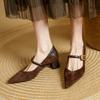 Fashion 2025 New Spring Women Pumps Genuine Leather Women Shoes Pointed Toe Shallow Buckle Strap Mary Janes Ladies Shoes Kid Suede