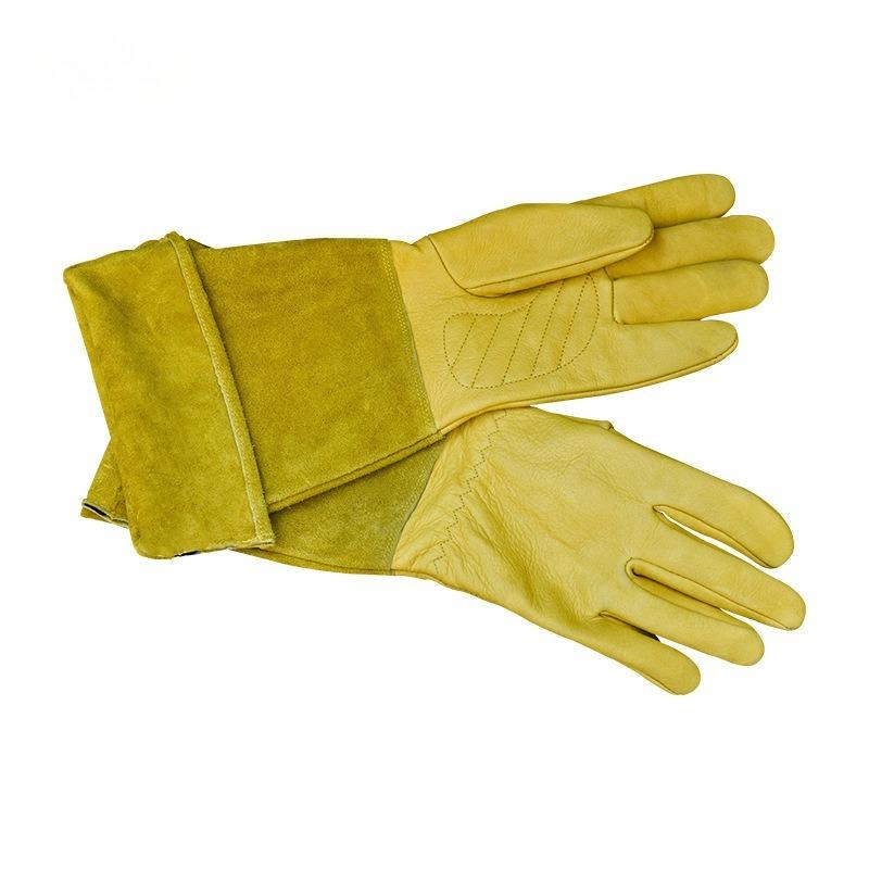 1PAIR cowhide long tube heat insulation gardening gloves outdoor flower arrangement garden gloves anti-cutting work gloves