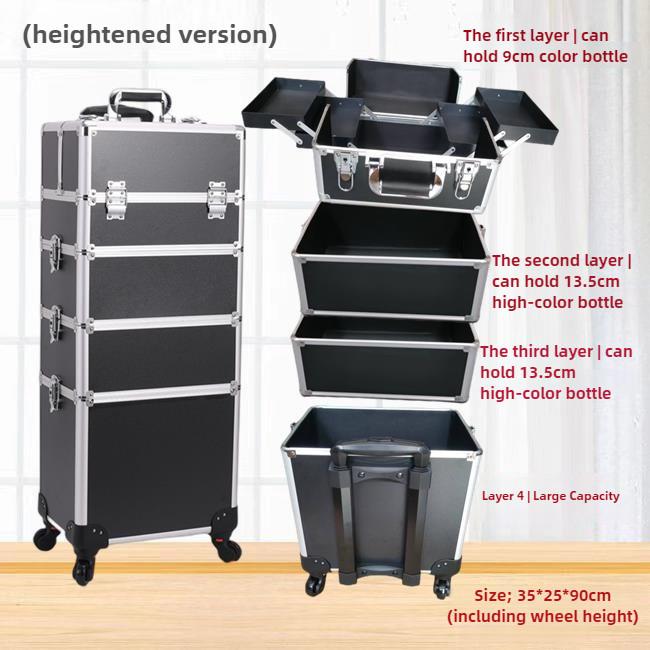 Large Capacity Cosmetic Case Trolley Portable Eyelash Nail Art and Tattoo Embroidery Toolbox Multi-layer Trolley Box