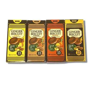 Ginger Biscuits 85g Set of 4 Delicious Types Uses Natural Ginger from Sri Lanka Perfect To Accompany Tea Storage K-Bright (15 Pieces)