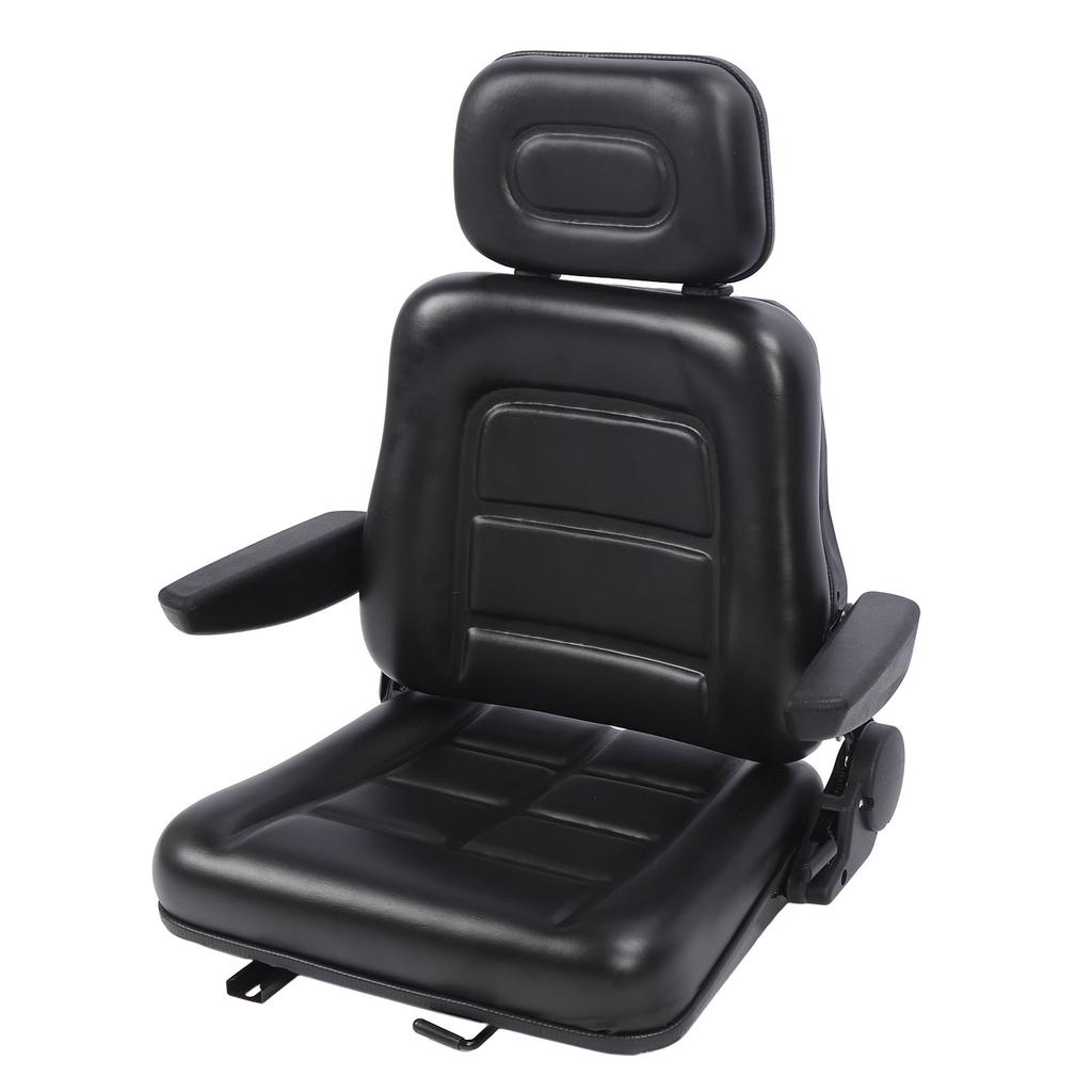 Forklift Seat with Adjustment Switch and Slide Rail 3 Level Adjustable Headrest Seat for Dumper Mower Skid Loader