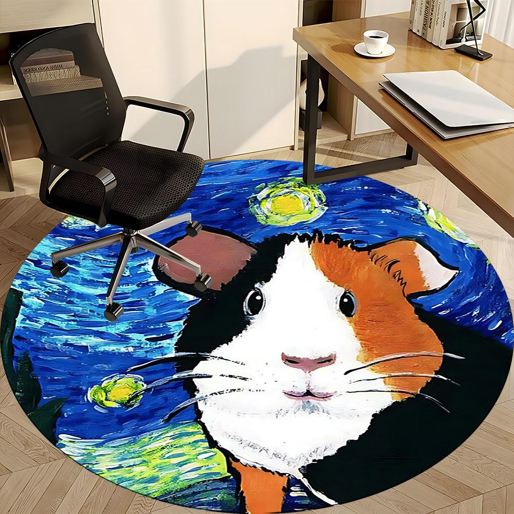 1pc Guinea Pig Office Round Rug, Carpet for Office, Gaming, Lightweight Round Floor Mat yy260205034
