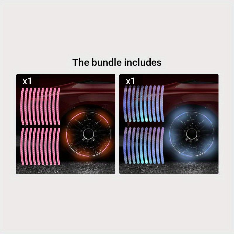 20PCS Reflective Car Wheel Stripe Stickers, Car Tire Rim Safety Decorative Stickers For Motorcycle Bike Truck Car Decals