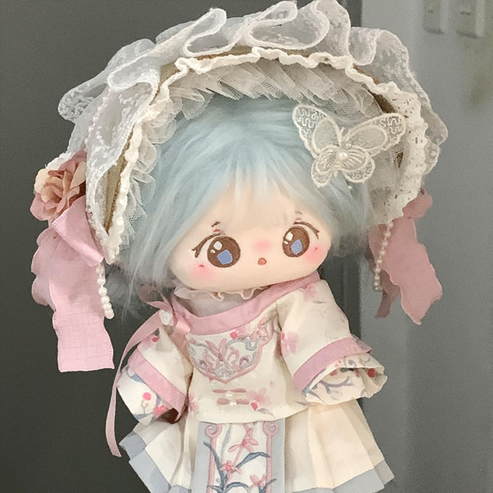 niannyyhouse 20cm Plush Ancient Style Hanfu Cotton Doll Outfit Clothes, Headgear, Coat, Skirt, (A1)