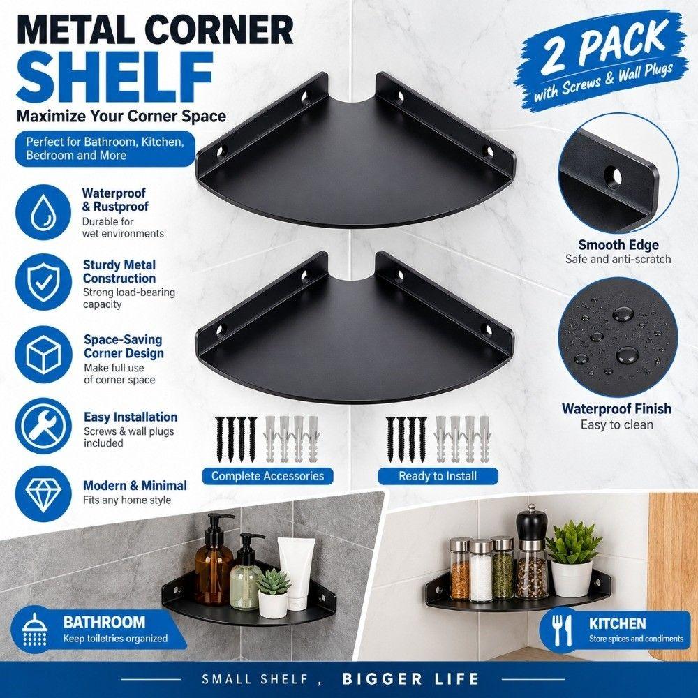 1/2Pcs Wall Mounted Wall Mount Storage Rack Corner Shelf Organizer for Bathroom Shower