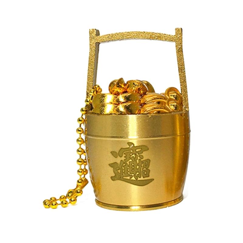 Prosperous Charm Pendant Keychain 2026 Golden Rubber Charm Keyring For Good Fortune Decoration And Daily Wear Use