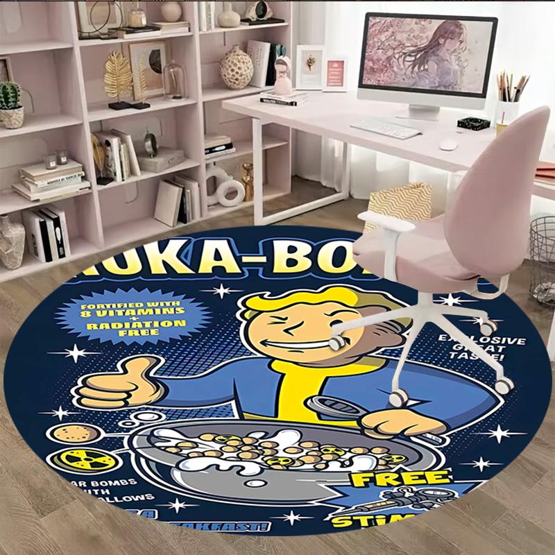 1pc NUKA-BOMBS Fallout1 Print Round Carpet Chair Round Carpet Suitable for Bedroom Living Room Home Decorative Carpet