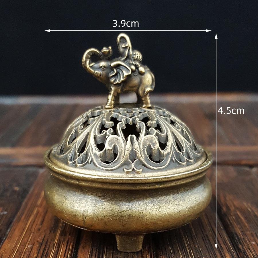 1pc Portable Alloy Elephant Tripod Feng Shui Incense Disc Burner, Incense Chip Burner Mini Antique Home Decor (Without Incense)