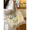 Lazy Style Printed Shoulder Bag, Korean Style Candy Colored Large Capacity Tote Bag, Women's Canvas Bag, Cloth Bag, Handbag