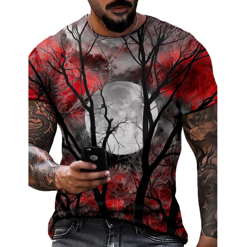 

Новая летняя мужская модная футболка индивидуального цвета с принтом лунного света Мужская футболка Топ 8XL красный