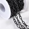 1M Black Plated Men Punk Necklace Stainless Steel Frosted Cross Oval Link Chains Heavy Chunky Chain DIY Jewelry Making Bracelet