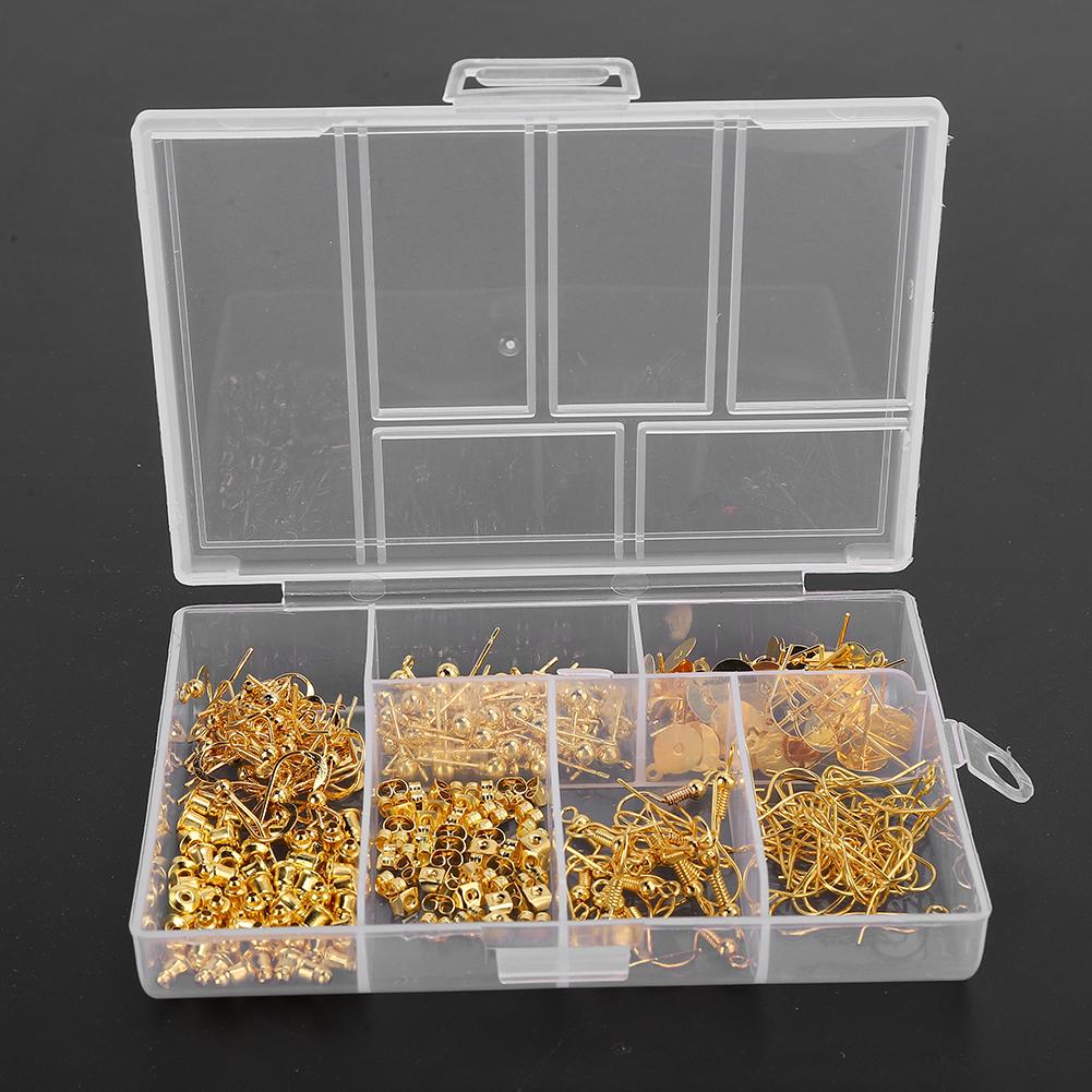 Earring Making Kit Round Bead Ear Stud Ear Wires Earring Hooks Jewelry Findings SetGold