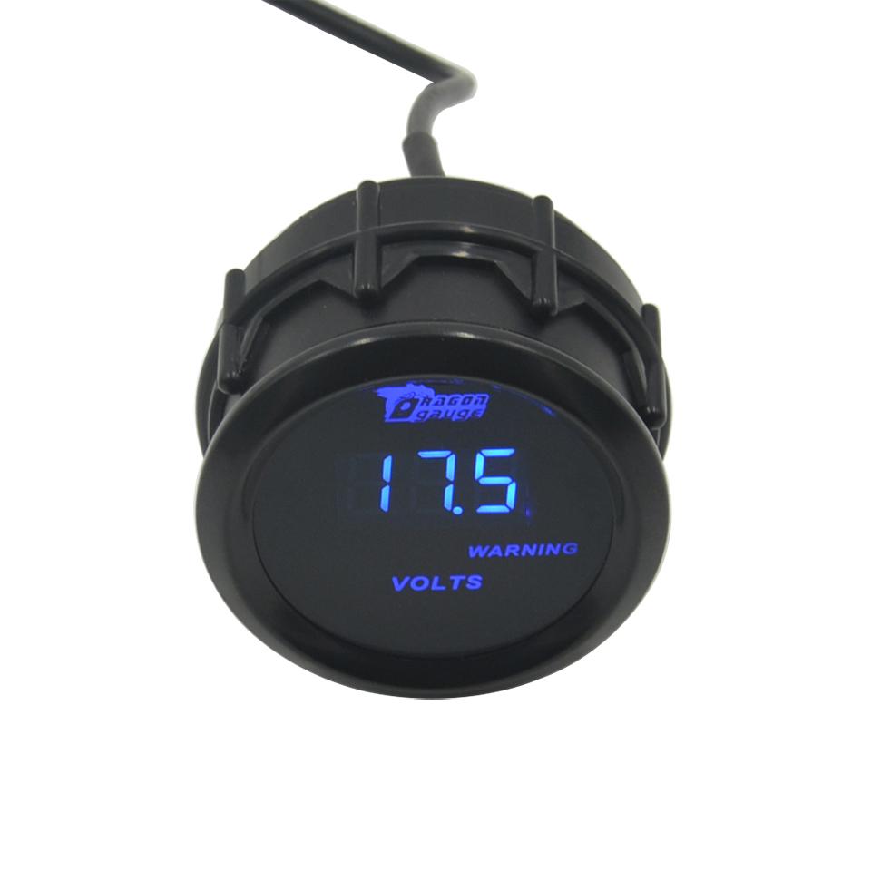 Dragon 52mm Blue LED BackLight Auto Car Motorcycle 12V Digital Voltage Volt Gauge Measurement Range 8-18V Meter