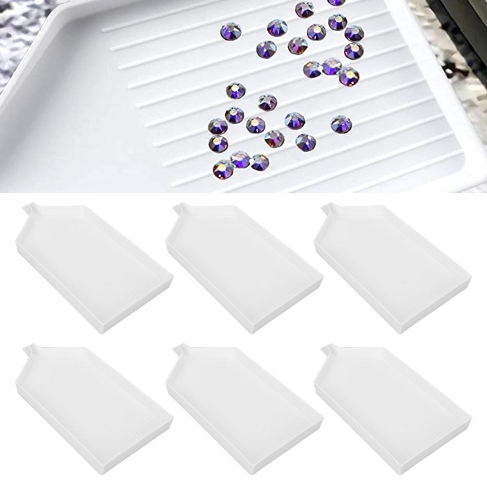 6pcs Plastic Rhinestone Painting Tray Large Size DIY Craft Organizer Tray Painting Accessories