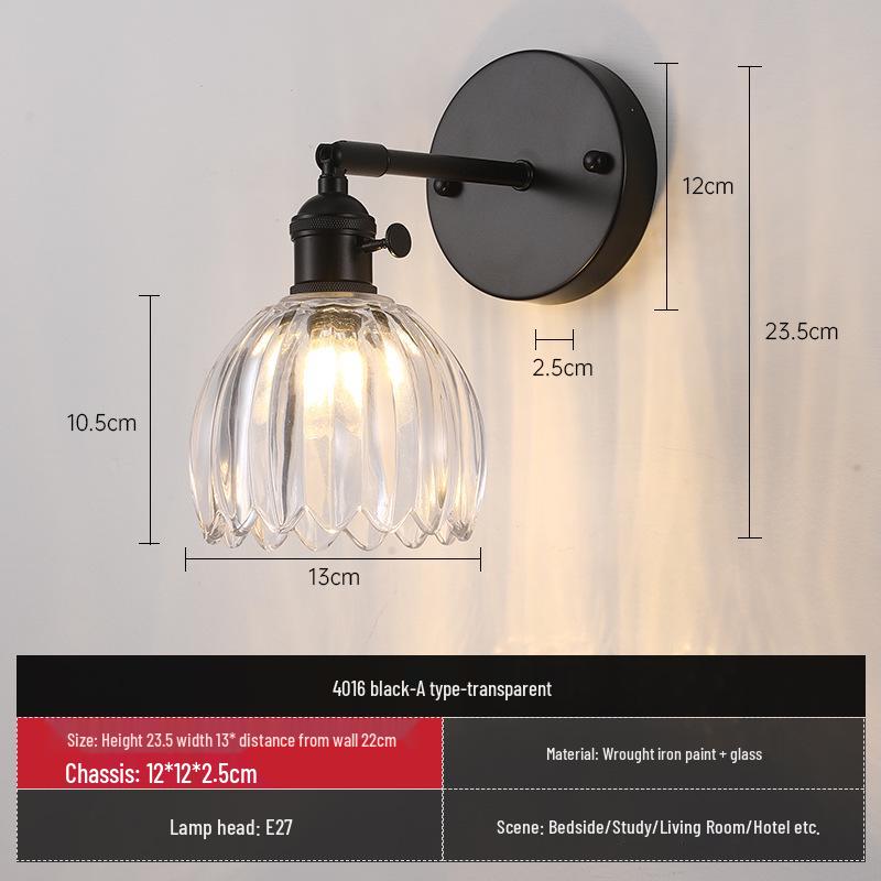 Vintage Japanische Grüne Glas Schmiedeeisen Wandleuchte - Nordische Moderne Nachttisch- & Schminktischleuchte