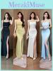 Elegant Long Dress For Women With Slit And Bodycon Fit For Evening Wear