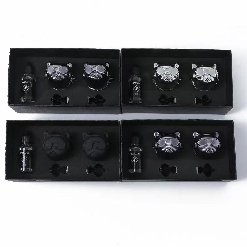 New Style Bulldog Car Air Freshener Perfume Auto Interior Perfume Clip Fragrance Ornament Car Accessories Gift Box Car Deco