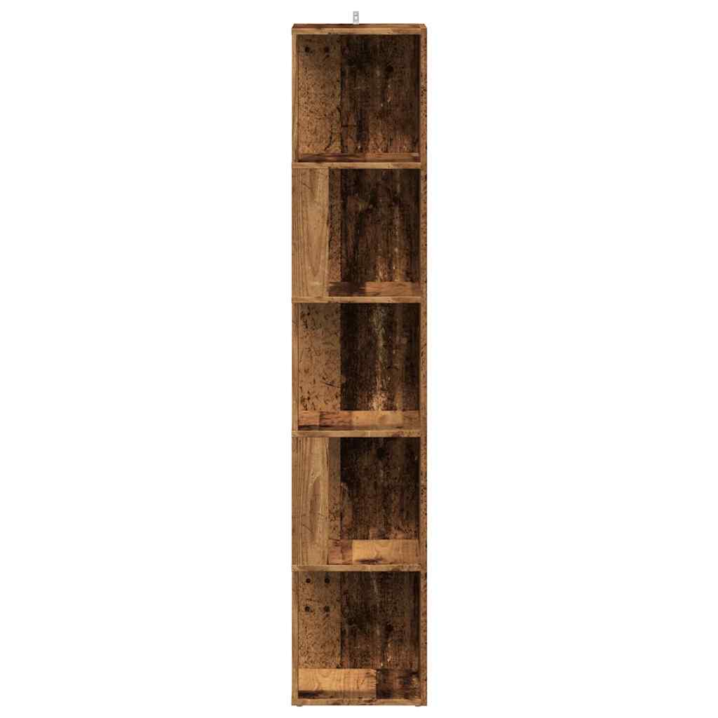 Corner Shelf Reclaimed Wood Look 33x33x165 Cm Engineered Wood