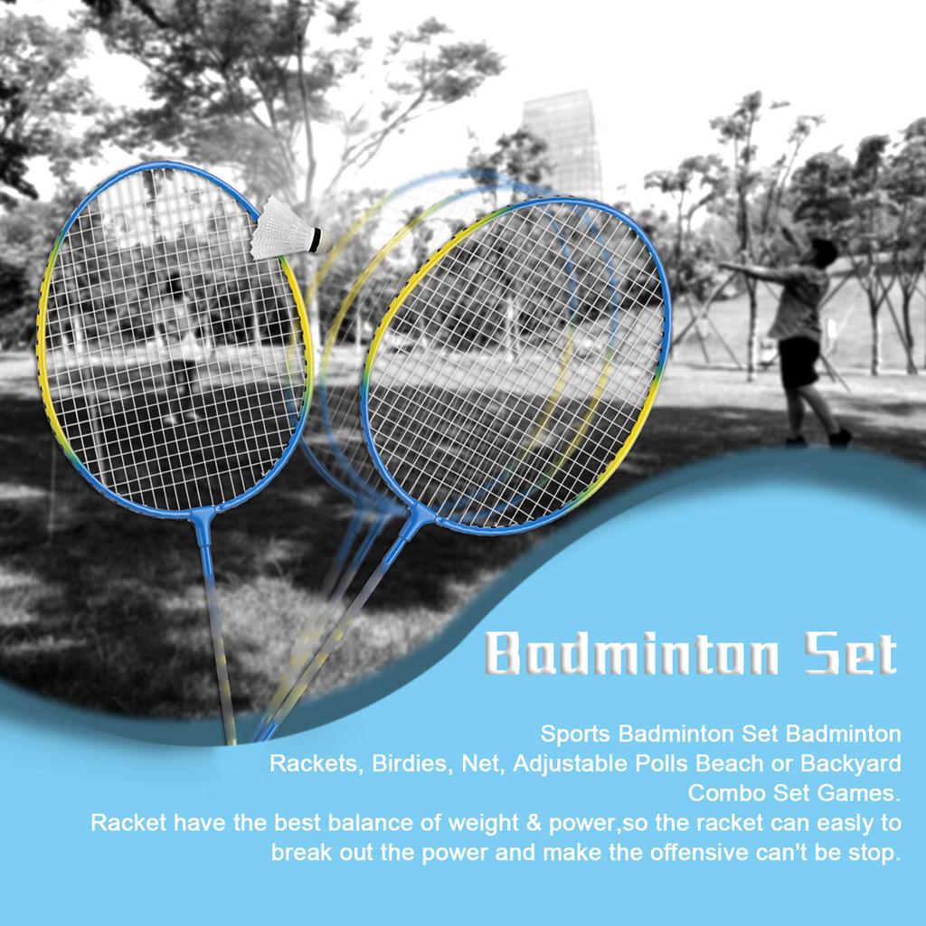 Badminton Combo Set Reusable Portable Sports Badminton System Set with Net for Outdoor
