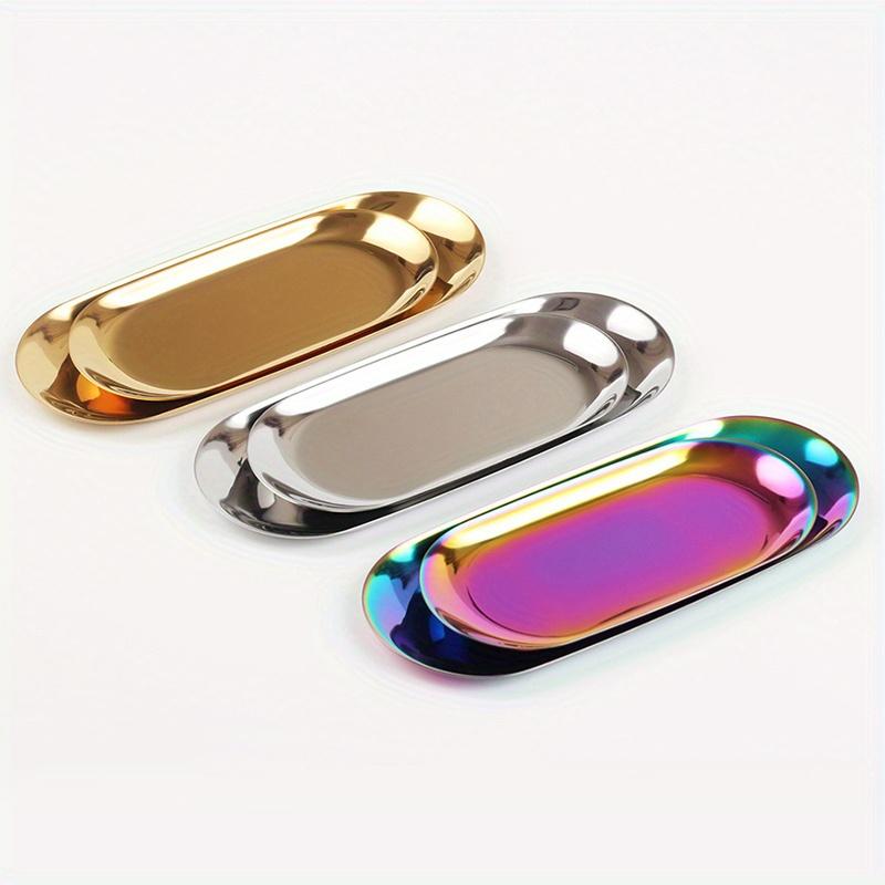 18*8cm1pc Gold Oval Stainless Steel Good Quality Snack Tray,Dessert&Fruit&cosmetic&Nut Organizer Plate,Creative Home Furniture.