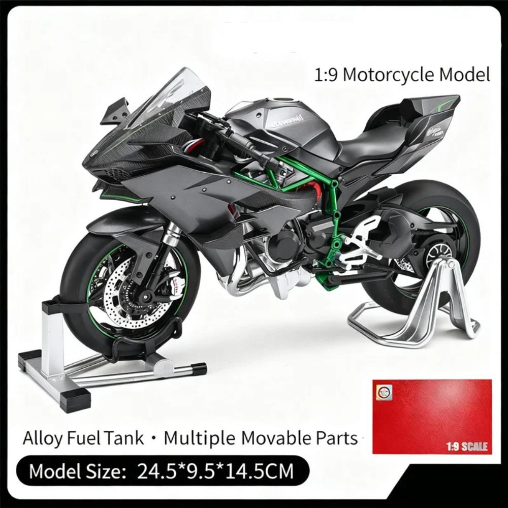 Schlüsselstart 1:9 H2 H2R Legierung Rennmotorrad Modell Druckguss Bahn Sport Motorrad Modell Mit Ton und Licht Mit Spray Kinder Spielzeug Geschenk