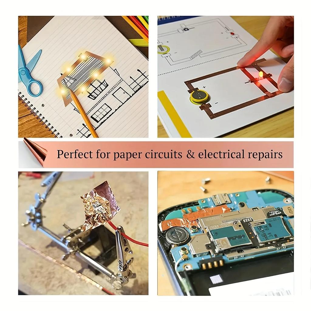 20M Copper Foil Tape With Double-Sided Conductive Adhesive For Guitar EMI Shielding Crafts Electrical Repairs Grounding Circuit
