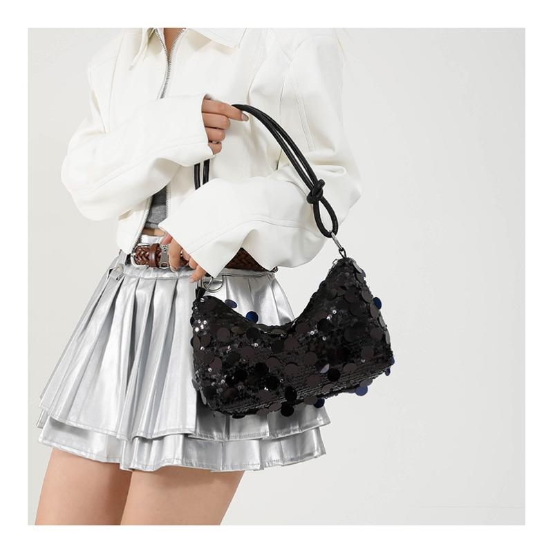 Glitzernde Pailletten Kunstleder Schultertasche, Trendige Damen-Clutch mit Kettenriemen, Retro Abend-Handtasche für Party und den täglichen Gebrauch