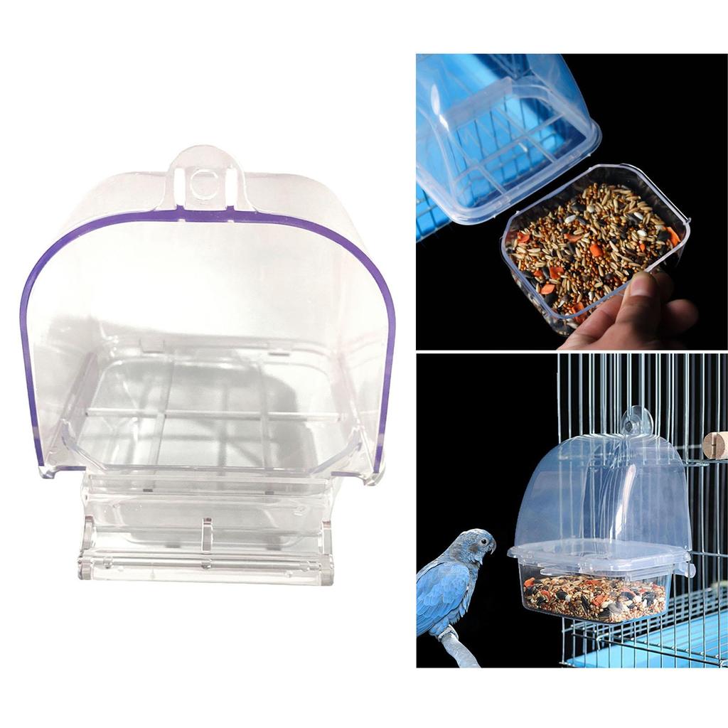 Bird Feeder Transparent Parrot Food Box Spill proof Cup Bird Automatic Feeder