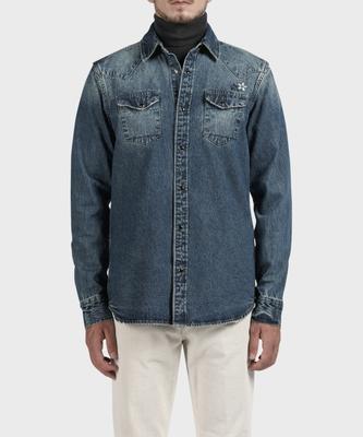 PANICALE Blue Petal Logo Denim Shirt