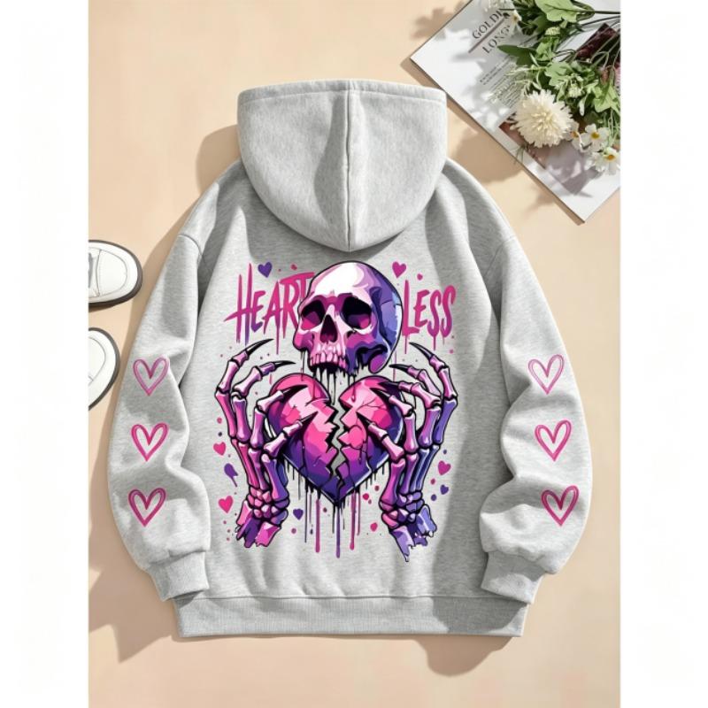 Hoodies for Boys Girls Casual Sweatshirt Kids Clothes Tops Long Sleeve Hoodie Shattered Love Skull Printed Hooded Pullover