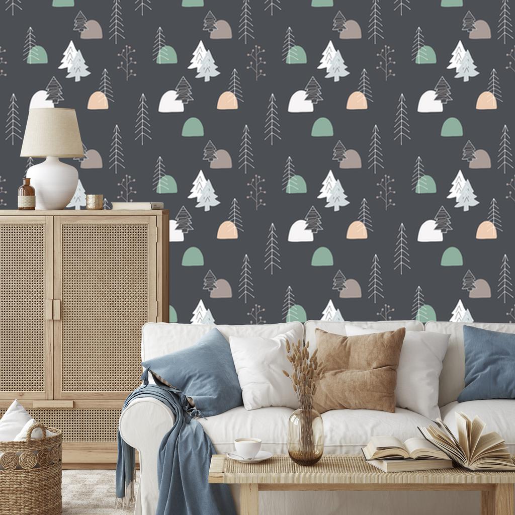 Scandinavian Trees Wallpaper for Living Room and Bedroom 50x1000