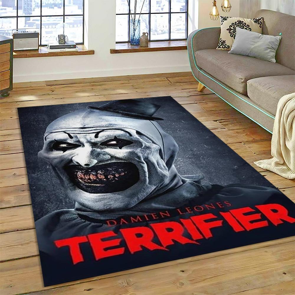 3D Terrifier 3 Horror Clown Movie Cartoon Carpet Rug for Bedroom Living Room Home Sofa Decoration,kids Play Decor Floor Mat Gift