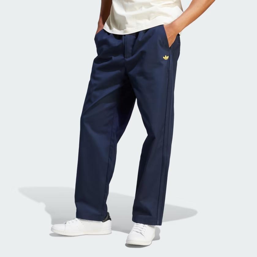 Adidas Originals Nice Chino Pants Solid Logo Elastic Waist Casual Pants Men Pants Ink-Blue IR7585