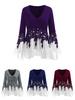 Elegant Women Ladies Long Sleeve V Neck Patchwork Tunic Tops For Casual Comfort