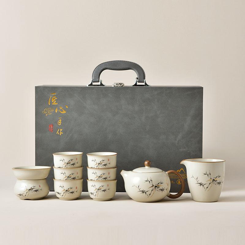 Huang Ru Kiln Tea Set Set Set Kung Fu Teapot Teacup Gift Box High-end Business Gifts