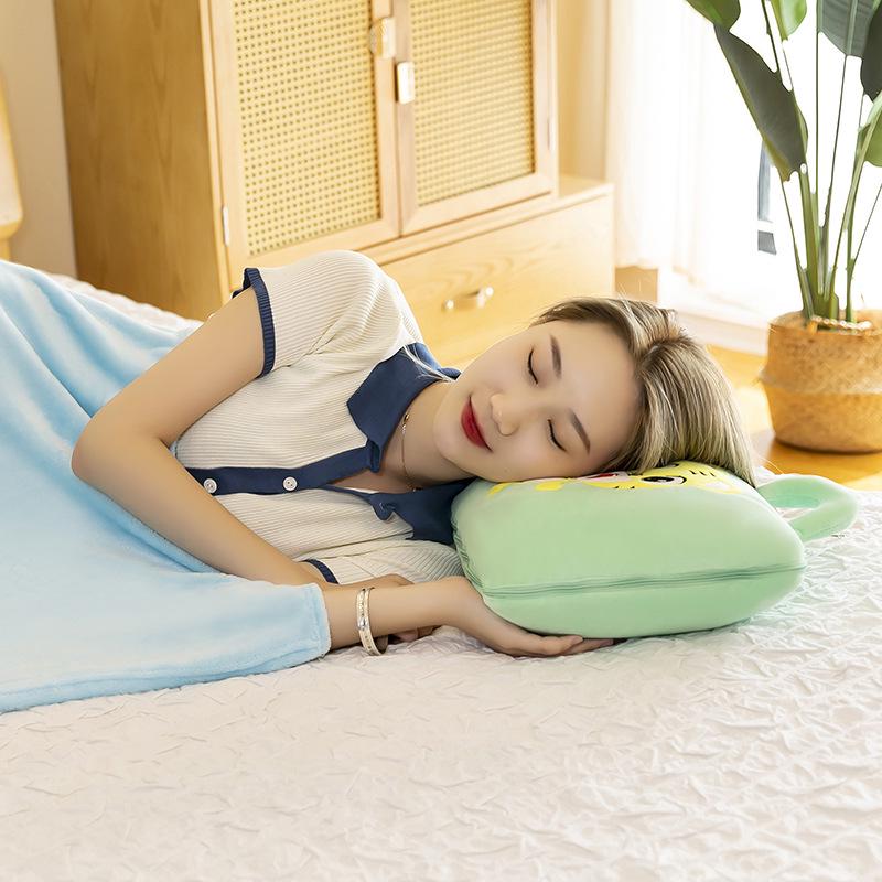 Dual-Use Cute Cartoon Pillow Blanket: Car & Office Nap Cushion