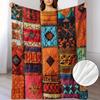1 pièce Couverture Patchwork Bohème - Couverture en Flanelle Style Ethnique Coloré, Motifs Géométriques et Floraux, Douce et Chaude Toutes Saisons, Convient pour Canapé Lit