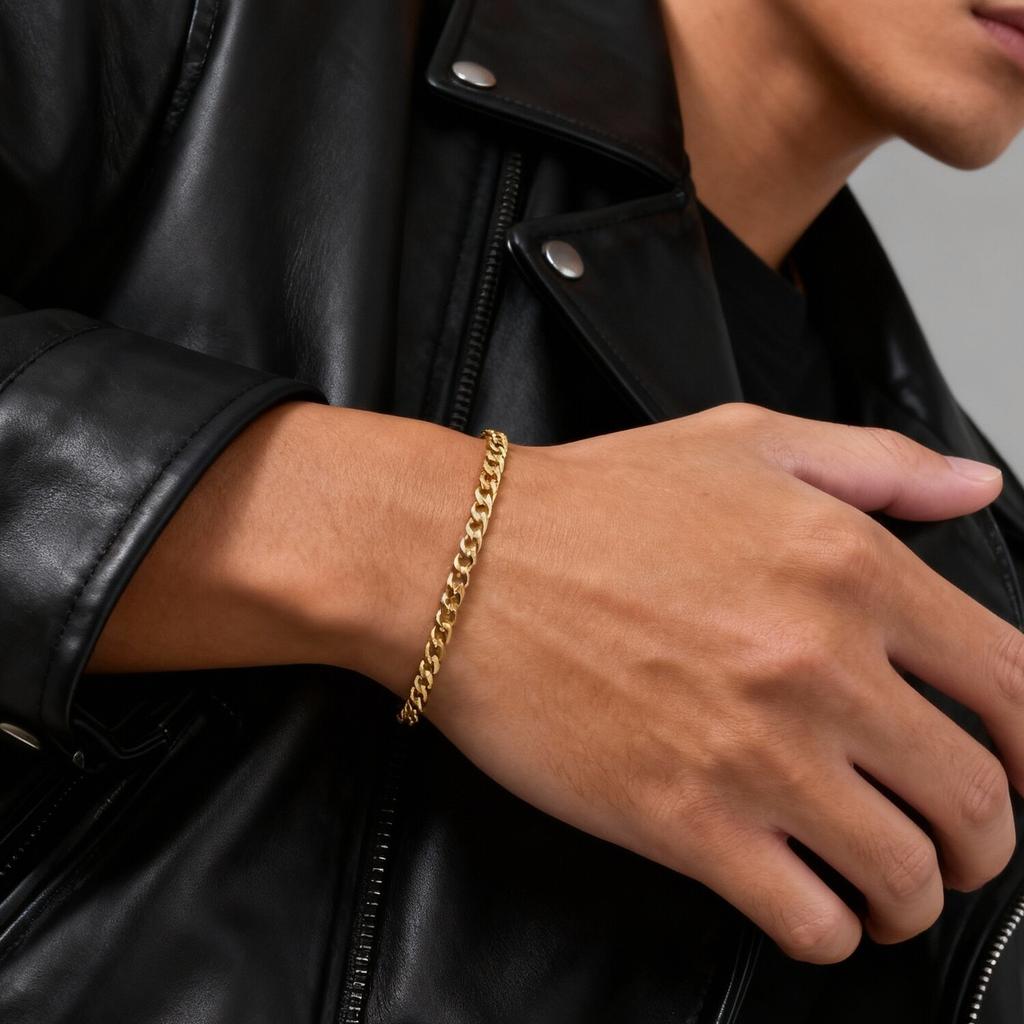 Gold Color Chain Bracelet for Couple Women Men,Stainless Steel Heart Shape Zircon Adjustable Wristband,Valentine's Day Gift