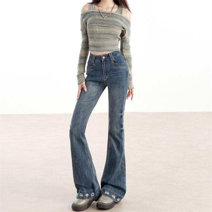 

Jeans Women s Spring High Elastic Bell-bottom Pants Women s Spring and Autumn Slim Horseshoe Pants Women s Spring L